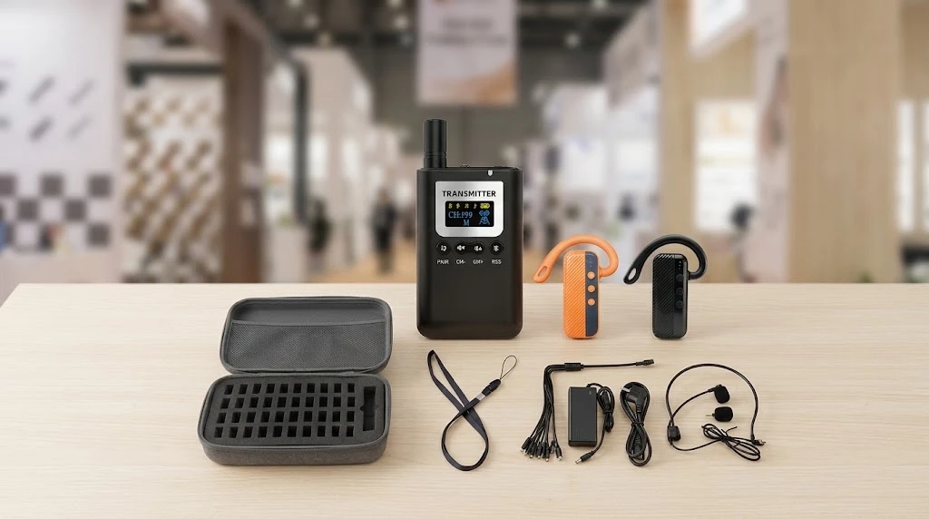 B7-1 team guide transmitter and receivers prepared for an exhibition tour B7-1 team guide transmitter and receivers prepared for an exhibition tour