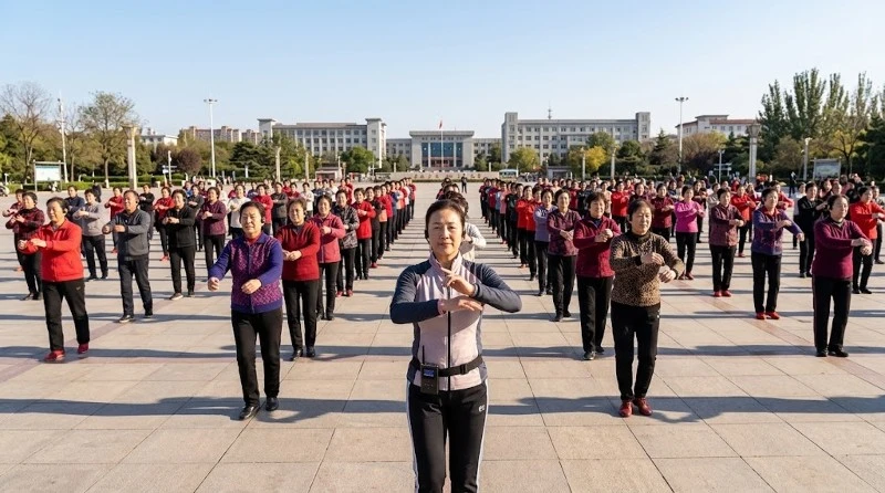 Dance instructor wearing the J-B6 transmitter while leading an outdoor class Dance instructor wearing the J-B6 transmitter while leading an outdoor class